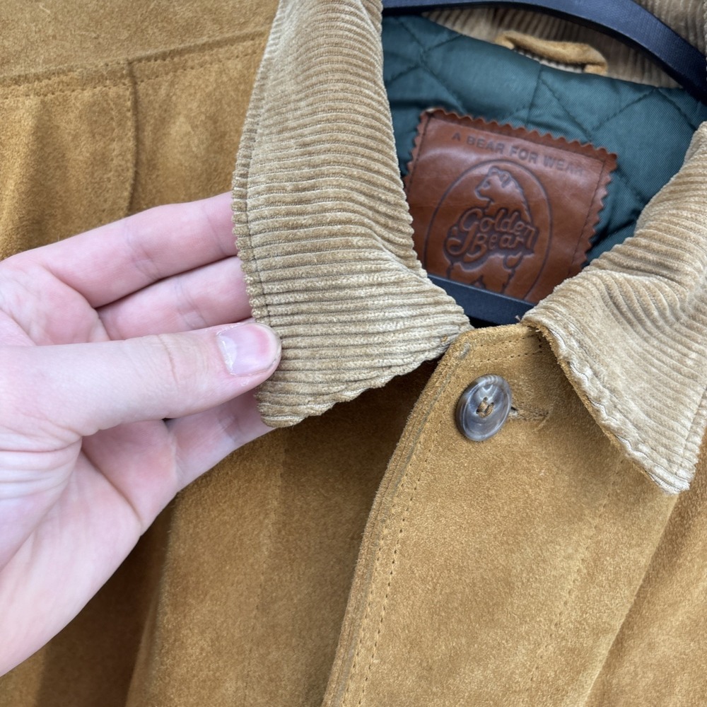 VTG Golden Bear Jacket Mens Large Suede Leather Corduroy Collar Made USA - Picture 9 of 12